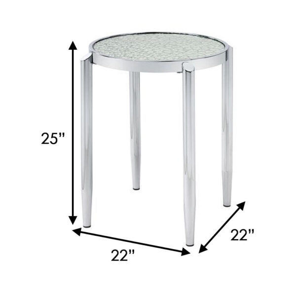 End Table with Tubular Rounded Legs and Frosted Glass Top, Silver
