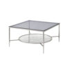 Coffee Table with Textured Round Shelf, Silver