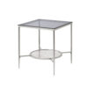 End Table with Textured Round Shelf, Silver