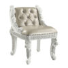 Vanity Stool with Nailhead Trim and Queen Anne Legs, White