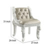 Vanity Stool with Nailhead Trim and Queen Anne Legs, White