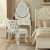 Vanity Stool with Nailhead Trim and Queen Anne Legs, White