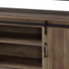 TV Stand with 2 Sliding Barn Doors and Tubular Frame, Oak Brown