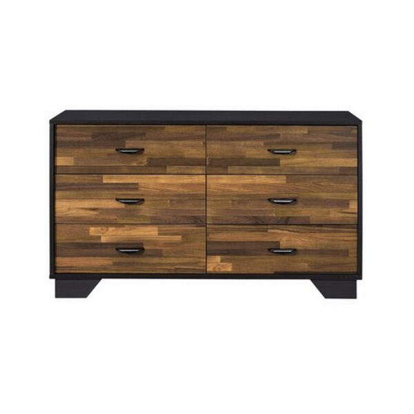 150220266991756123a62.jpeg Dresser with 6 Drawers and Butcher Block Pattern, Brown and Gray