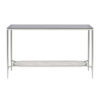Sofa Table with Textured Obround Shelf, Silver