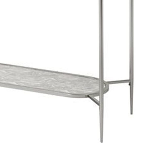 Sofa Table with Textured Obround Shelf, Silver