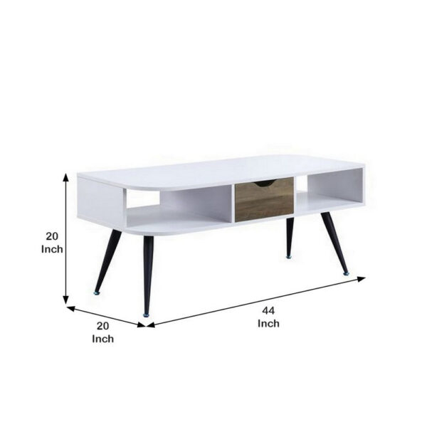 Coffee Table with Melamine Paper Veneer Top and 1 Drawer, White
