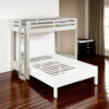 Twin Loft Bed with 1 Queen Bed and Fixed Ladder, White