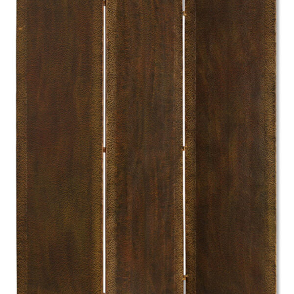 15022026699175abe486d.jpeg Metal 3 Panel Screen with Textured Nub Head Accent Borders, Brown
