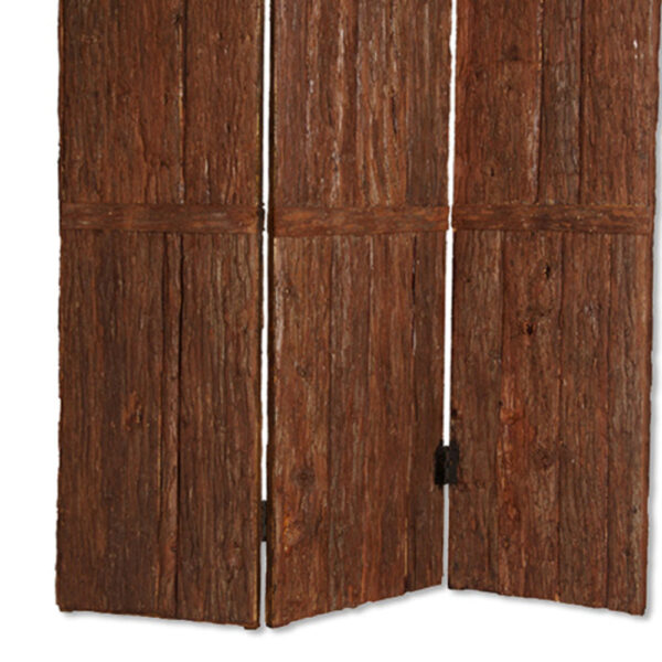 Wooden Foldable 3 Panel Room Divider with Plank Style, Small, Brown