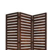 3 Panel Foldable Wooden Screen with Louver Pattern, Dark Brown