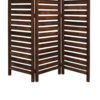 3 Panel Foldable Wooden Screen with Louver Pattern, Dark Brown
