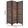 3 Panel Foldable Wooden Screen with Louver Pattern, Dark Brown