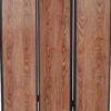 3 Panel Foldable Wooden Screen with Grain Details, Brown