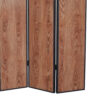 3 Panel Foldable Wooden Screen with Grain Details, Brown
