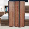 3 Panel Foldable Wooden Screen with Grain Details, Brown