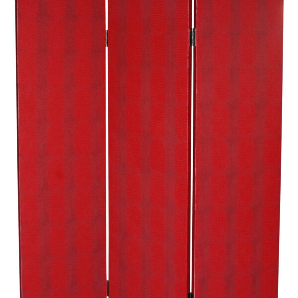 150220266991770172c50.jpeg Transitional 3 Panel Wooden Screen with Nailhead Trim, Red