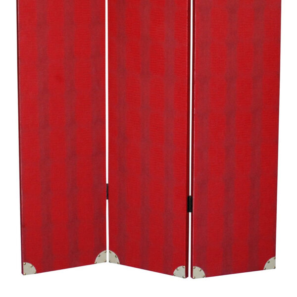 150220266991770302f9e.jpeg Transitional 3 Panel Wooden Screen with Nailhead Trim, Red