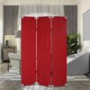 150220266991770600fde.jpeg Transitional 3 Panel Wooden Screen with Nailhead Trim, Red
