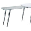Coffee Table with Pull Out Tabletop, White and Silver