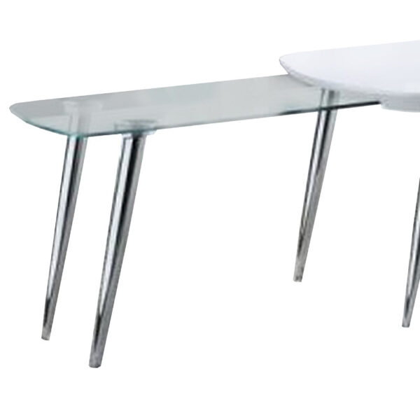 Coffee Table with Pull Out Tabletop, White and Silver