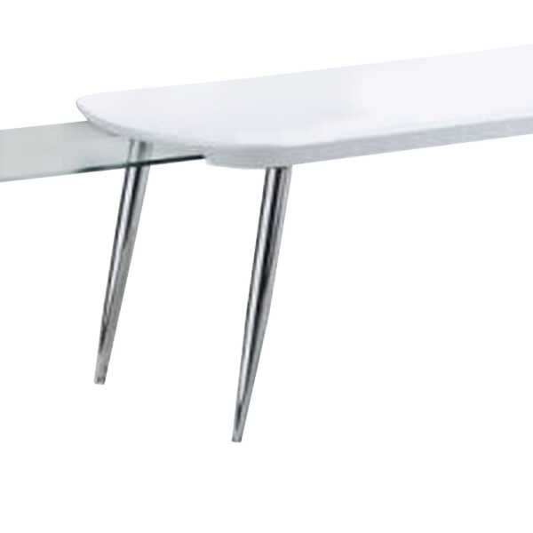Coffee Table with Pull Out Tabletop, White and Silver