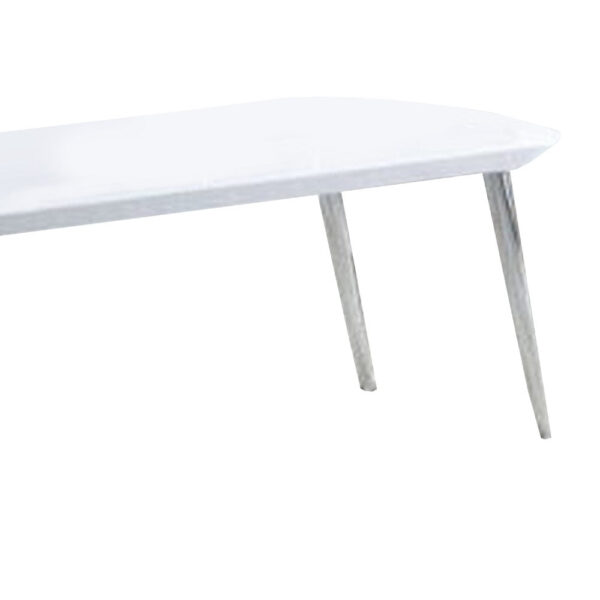 Coffee Table with Pull Out Tabletop, White and Silver