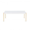 Coffee Table with Metal Tube Legs, White and Gold