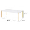 Coffee Table with Metal Tube Legs, White and Gold