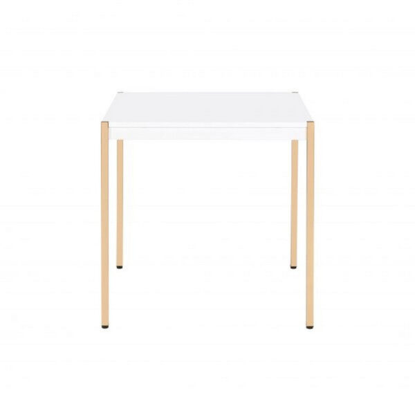 End Table with Metal Tube Legs, White and Gold
