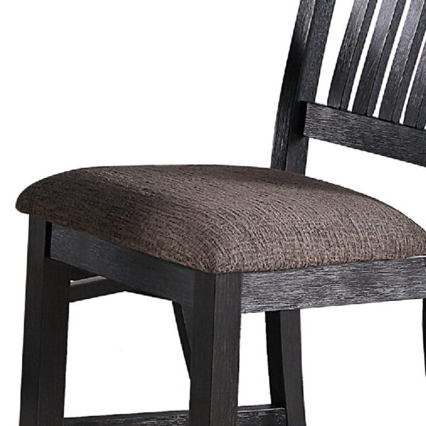 Chair with High Slatted Back Design, Set of 2, Dark Brown
