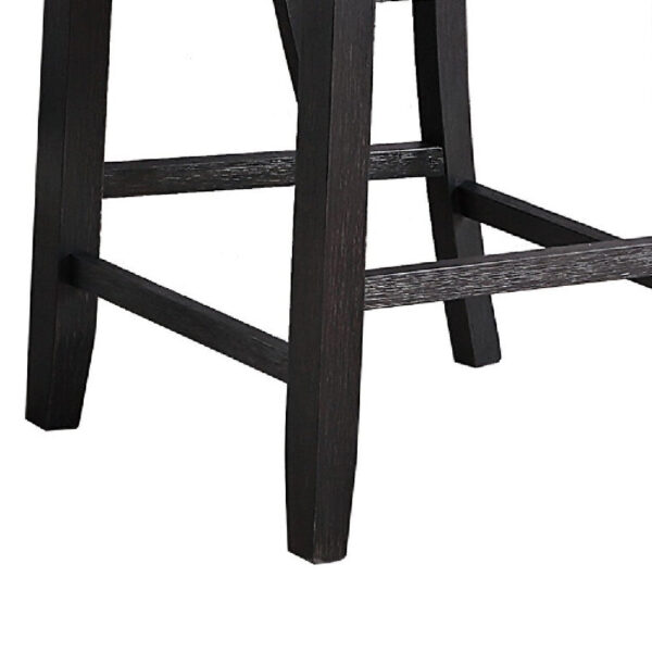 Chair with High Slatted Back Design, Set of 2, Dark Brown