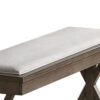 Dining Bench with Padded Seat and Double Pedestal Base, Beige
