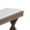 Dining Bench with Padded Seat and Double Pedestal Base, Beige