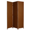 Wooden Foldable 3 Panel Room Divider with Streamline Design, Dark Brown