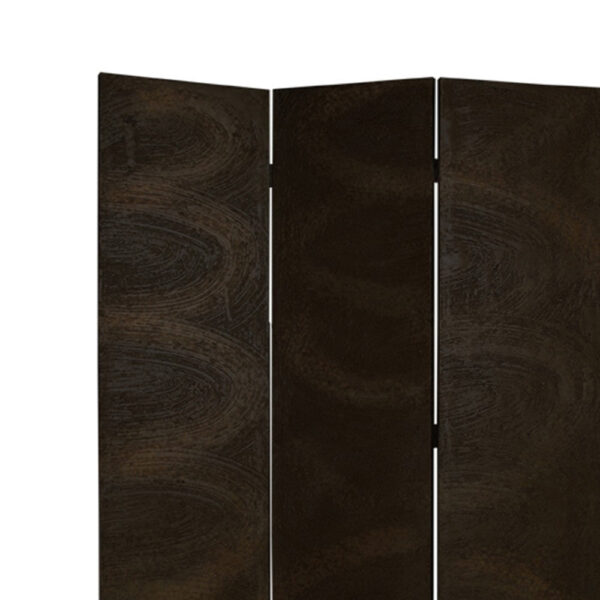 1502202669917827a5251.jpeg Foldable 3 Panel Canvas Room Divider with Swirl Details, Dark Brown