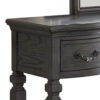 3 Piece Vanity Set with Carved Mirror and Turned Legs, Gray