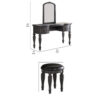 3 Piece Vanity Set with Carved Mirror and Turned Legs, Gray
