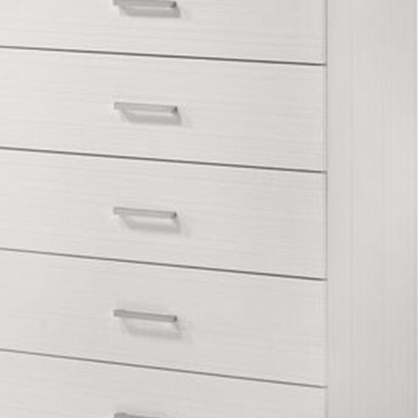 Chest with 5 Drawers and Wooden Frame, White