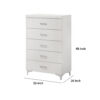 Chest with 5 Drawers and Wooden Frame, White