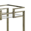 2 Tier Serving Cart with Faux Marble and Metal Frame, Silver