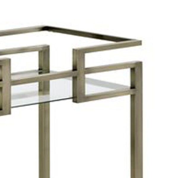 2 Tier Serving Cart with Faux Marble and Metal Frame, Silver