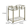 2 Tier Serving Cart with Faux Marble and Metal Frame, Silver