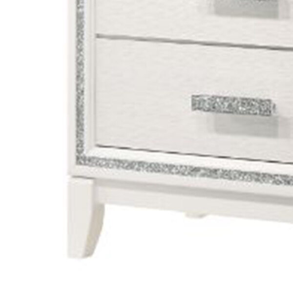 Nightstand with 2 Drawers and Shimmer Accent Trim, White