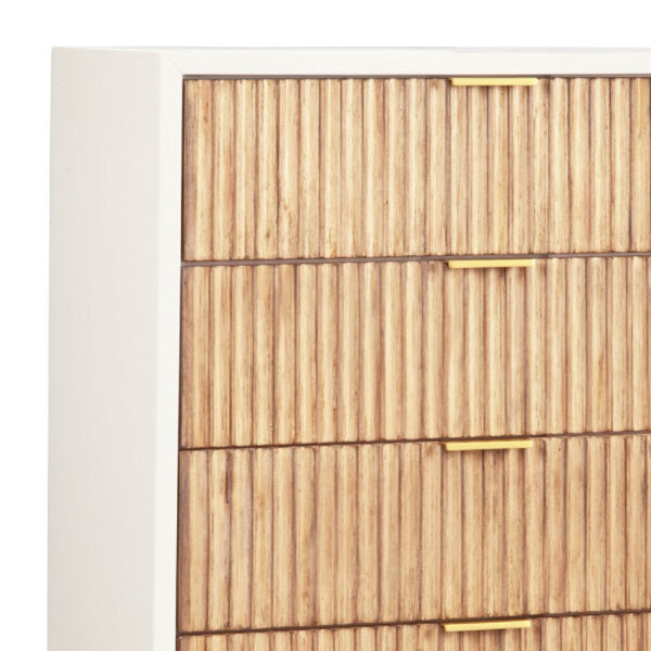 Chest with 5 Corrugated Panel Drawers and Metal Base, White