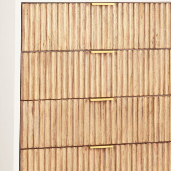 Chest with 5 Corrugated Panel Drawers and Metal Base, White