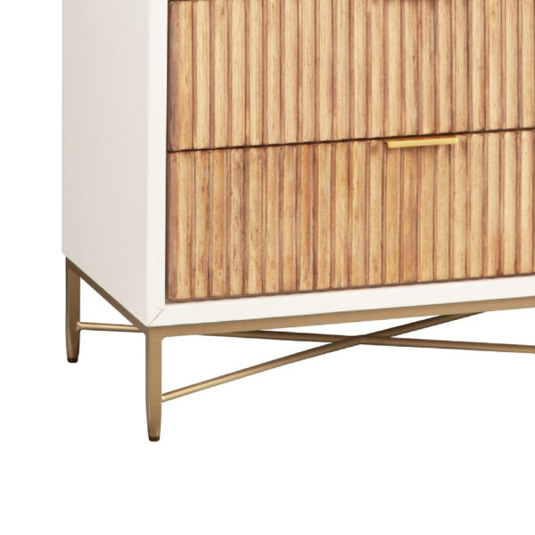 Chest with 5 Corrugated Panel Drawers and Metal Base, White