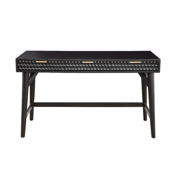 Writing Desk with 3 Drawers and Wooden Frame, Black