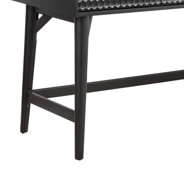 Writing Desk with 3 Drawers and Wooden Frame, Black