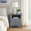 Accent Table with 2 Drawers and Open Compartment, Gray